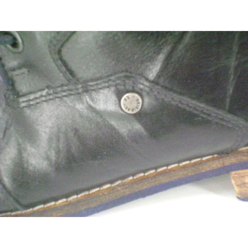 Steve Madden Mens Black Faux Leather Side Zip Chukka Boots Cap Toe Lace Up Shoes